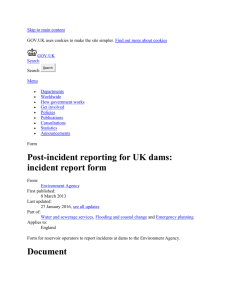 Post-incident reporting for UK dams: incident report form
