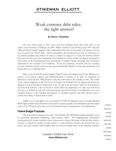 Stikeman Elliott 1 Weak currency debt rules: the right answer? By