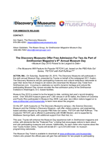 FOR IMMEDIATE RELEASE CONTACT: Ann Sgarzi, The Discovery