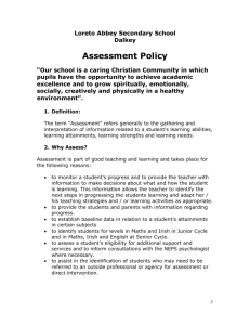 Assessment Policy - Loreto Abbey Dalkey