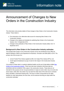 Announcement of Changes to New Orders in the Construction