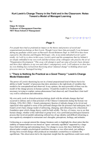 Kurt Lewin`s Change Theory in the Field and in the Classroom