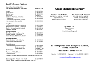 Useful Telephone Numbers - Great Staughton Surgery