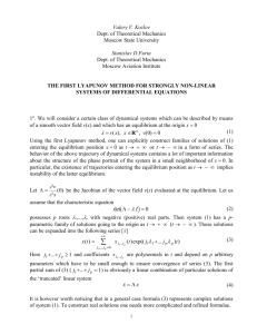 Valery V. Kozlov Dept. of Theoretical Mechanics Moscow State