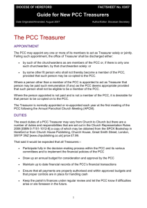 Guide for New PCC Treasurers