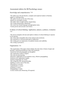 Assessment rubrics for IB Psychology essays