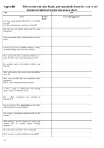 Science scheme of work discussion sheet used with Scheme