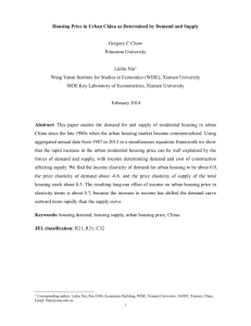 Demand and Supply for Residential Housing in Urban China