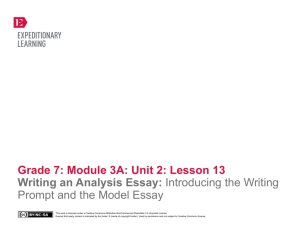 Grade 7: Module 3A: Unit 2: Lesson 13 Writing an Analysis Essay