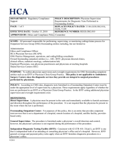 Physician Supervision Requirements for Diagnostic Tests Performed