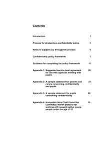 Guidance for Hampshire schools writing a confidentiality policy 156kb