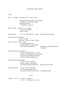 Document of Cemetery Stones Needing Repair