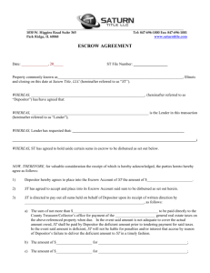 Escrow agreement - Saturn Title, LLC.