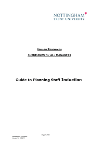 Managers` Guide to Planning Staff Induction