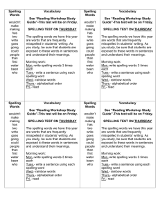 Spelling Week of Aug. 24