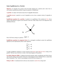 Static Equilibrium for a Particle