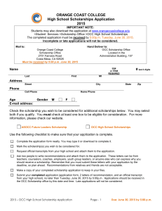 High School Scholarship Application 2015