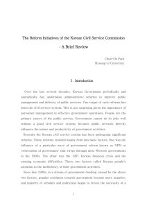 The Reform Initiatives of the Korean Civil Service Commission