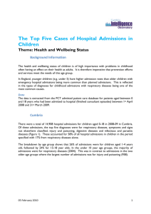 The top 5 cases of hospital admission in children Theme 1