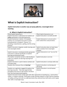What is Direct/Explicit Instruction