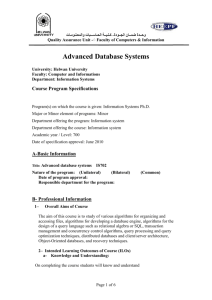 Advanced Database Systems - كلية الحاسبات والمعلومات