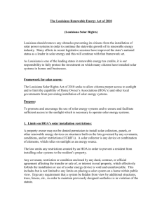 Louisiana Renewable Energy Act of 2010: Louisiana Solar Rights Law