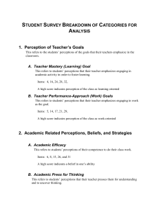 student survey breakdown of categories for analysis