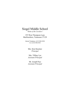 2015-2016 Agenda - Siegel Middle School