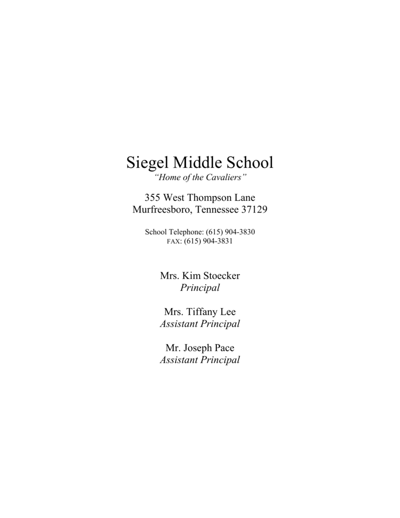 15 16 Agenda Siegel Middle School