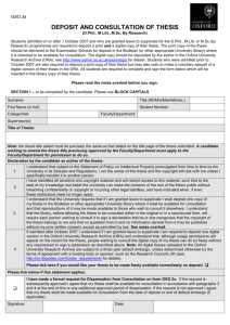 DEPOSIT AND CONSULTATION OF THESIS