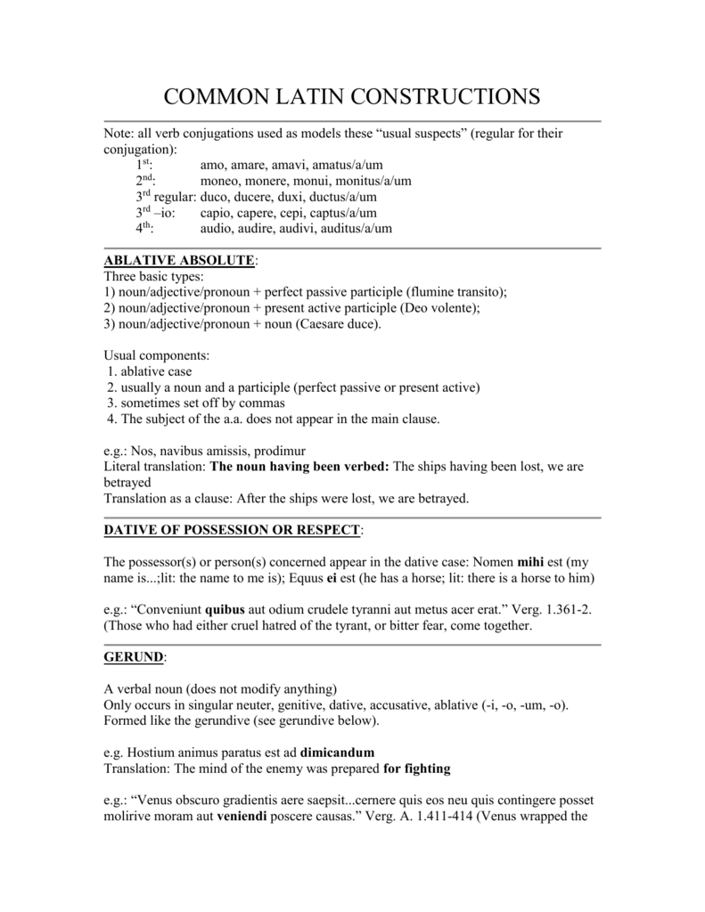 COMMON LATIN CONSTRUCTIONS