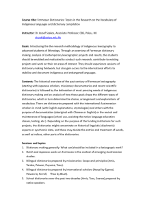 Course title: Formosan Dictionaries: Topics in the Research on the