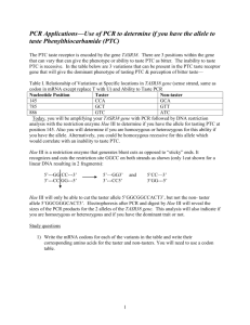 PCR Applications—Use of PCR to determine if you have the allele to