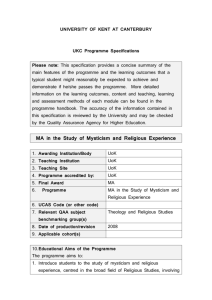 UKC Programme Specifications