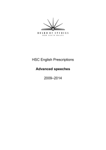 HSC English Prescriptions Advanced speeches