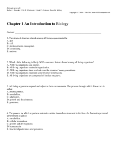 Chapter 01 An Introduction to Biology
