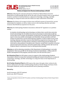 Motion of Support for Physical Anthropology at McGill