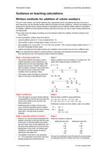 Guidance on teaching calculations
