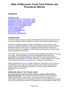 State of Wisconsin Travel Card Policies and Procedures Manual