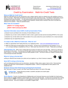 Credit by Examination: Math-for-Credit Tests What are Math
