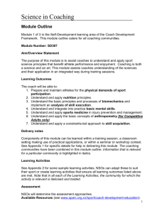 Science in Coaching Module Outline