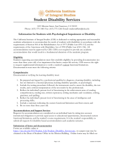 Information and Form for Students with Psychological Disabilities