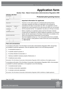 Protected Plant Growing Licence - Department of Environment and