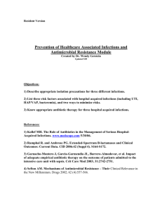 Objectives for Prevention of Healthcare associated infections and