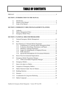 Draft St. Kitts/Nevis Emergency Shelter Policy and Handbook