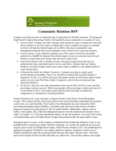 Community Relations RFP Compost recycling has been an