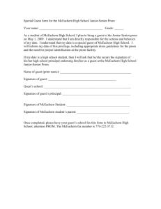 Special Guest form for the McEachern High School Junior