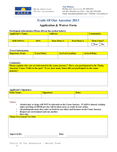 Trails Of Our Ancestors Application and Waiver