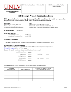 IBC Exempt Project Registration Form