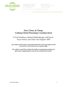Fast, Clean, & Cheap: Cutting Global Warming`s Gordian Knot
